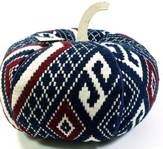 Fall Faux Pumpkin Southwest Style Woven Red White and Blue Cloth 13&quot; x 6.5&quot; NWT - £18.67 GBP