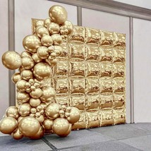 Chrome Gold Mylar Flat Square Foil Balloons Wall Tunnel Arch Backdrop Do... - $33.99