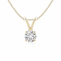 Authenticity Guarantee 
Round Diamond Solitaire V-Bale Pendant in 14K Yellow ... - £443.20 GBP