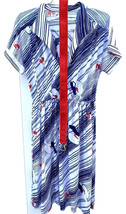 VTG RETRO WILLI OF CALIFORNIA Knit Dress M w/Belt Red WHite Blue Mod Flo... - $34.75