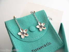 Tiffany &amp; Co Flower Iolite Gemstone Dangle Earrings Gift Nature Love Pou... - $468.00