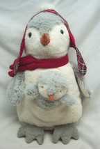 Pier 1 Imports SOFT PENGUIN &amp; BABY W/ HAT &amp; SCARF 12&quot; Plush STUFFED ANIM... - $18.32