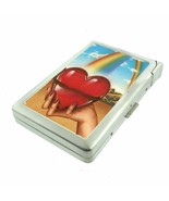 Surreal Rainbow Heart Cigarette Case w/Built in Lighter Metal Wallet - €16,71 EUR