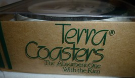 Terra Coasters Absorbent With Rim Golf Design Made In Usa New Box Cork Lined - £9.24 GBP