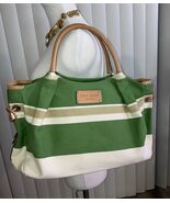Kate Spade NY Vintage Stevie Green/Multicolor Stripe Classic Canvas Hand... - $202.58 CAD