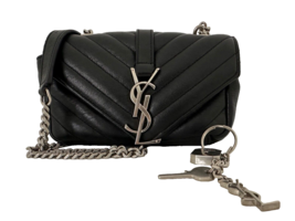 Saint Laurent Calfskin Matelassé Monogram Classic Baby Punk Chain Bag Black - £716.91 GBP