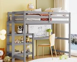 Twin Size Loft Bed With Desk, Shelves And Writing Board, Wood Loft Bed W... - $697.99
