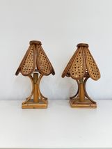 Set di 2 lampade da comodino italiane in rattan e bambù anni '60 - $322.91