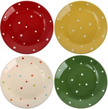 Salad Plates Set Of 4 Modern Dishes Dessert Ceramic Microwave Safe Round... - $43.90