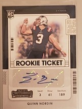 Quinn Nordin AUTO 2021 Panini Contenders Rookie Ticket AUTOGRAPH  #282 A204 - £15.63 GBP