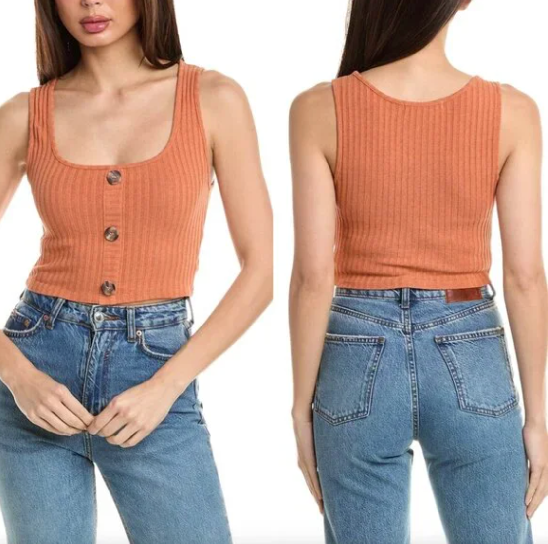 PROJECT SOCIAL T BEFORE SUNSET BUTTON FRONT SWEATER RIBBED CROPPED TANK ... - $45.00