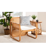 Grenier Natural Rattan and Mahogany Wood End Table - $8,375.42 MXN