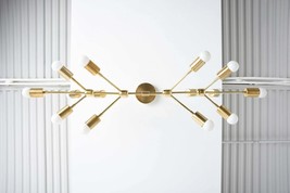 handmade Brass Sputnik Chandelier Modern Hanging Brass Light - £159.84 GBP