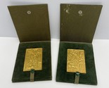 2 E Giaroli Religious Medallions Gilt Medal Gold/Bronze Crucifixion Baptism - £29.38 GBP