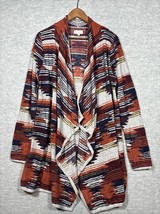 Lucky Brand Open Front Cardigan Sweater Sz L Southwest Aztec Mid Length ... - $340.54 MXN