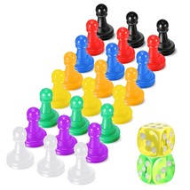 26 Pieces Multicolor Board Game Pieces And Dice Include 24 Multicolor Plastic Pa - £9.43 GBP