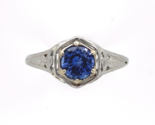 Art Deco 18k Gold Filigree Ring with .63ct Genuine Natural Sapphire (#J6... - $1,311.75