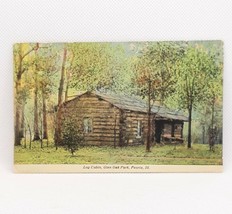 Peoria IL Log Cabin Glen Oak Park Vintage Postcard Unposted - £7.77 GBP