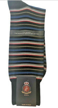 Punto Mens Dress Socks Egyptian Cotton 10-13 Black Blue Gray Striped Mad... - $27.32