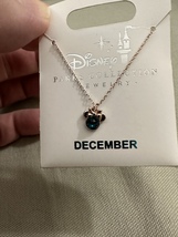 Disney Parks Minnie Mouse Faux Zircon December Birthstone Necklace Gold Color  image 7