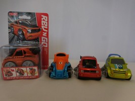 REV &#39;N GO Stunt Garage Replacement Racecars 3 Cars Blue Green Red + One new - $19.82