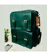 Handmade Leather Backpack in Green &amp; Brown – Premium Goat Hide Travel Ba... - $199.00