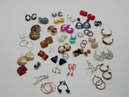 Assorted Fashion Earrings Mixed Lot Around 40 Pairs 80&#39;s Pink Skeleton Clip On - £14.93 GBP