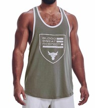 NWT men&#39;s medium Under Armour Project Rock green BSR Blood Sweat Flag Tank Top - £22.41 GBP