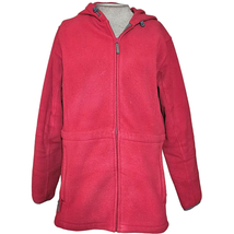 Red Fleece Full Zip Jacket with Hood Size Large - £27.69 GBP