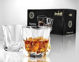 JoyJolt Aurora Old Fashioned Whiskey Glasses Set of 2, NEW - $12.99