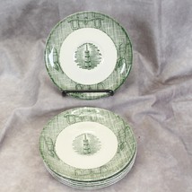 Currier Ives SCIO Saucers Green 6&quot; Butter Churn Lot of 6 - $11.75