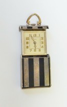 Vtg PRISMA Pocket Watch Sterling 935 Face Cover Silver Black Wind Up Not Working - £298.81 GBP