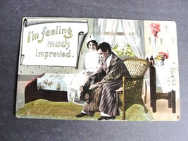 I am feeling much improved-1914 Postmarked Romance Romantic Postcard. - £9.29 GBP
