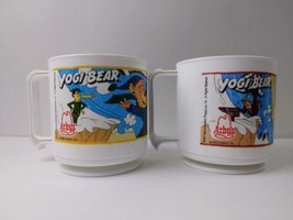 2 Vtg 1993 Arby&#39;s YOGI BEAR Promo Plastic Mug Cups Hannah Barbera Cindy ... - $9.89
