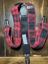 Carters Boys Flannel Suspenders-3T Red Buffalo Plaid Cotton/Elastic Clip On - $8.79