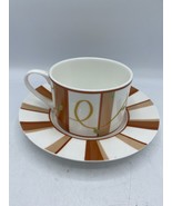 Flat Cup &amp; Saucer Set Rosebud by VICTORIA &amp; BEALE Height 2 1/4 in Peach ... - £7.92 GBP