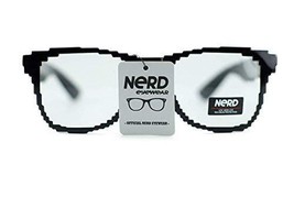 Official 8 Bit Nerd Eyewear Pixel Black Frame Clear Lens Fashion Sunglasses - £10.32 GBP