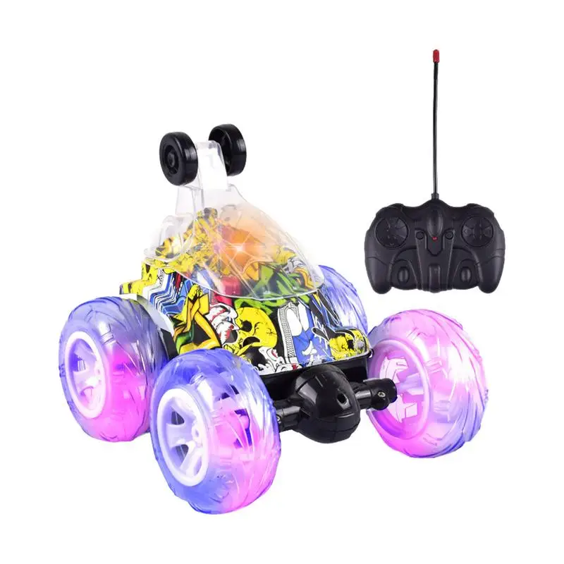 Children toy rc car stunt double sided remote control roll 2 4ghz high speed cars 360 thumb200