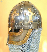 Medieval Armor Casco Vintage Batalla Listo Acorazado Cadena Correo De Caballeros - £150.74 GBP