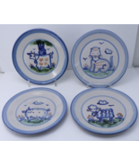 LOT OF 4 M A Hadley Dinner Plates 11&quot; Stoneware Ceramic Cow Cat Pig Sheep - $136.99