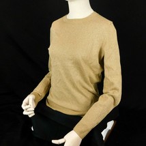 Michael Kors Women Gold Metallic Long Sleeve Pullover Sweater Sz S - £23.88 GBP