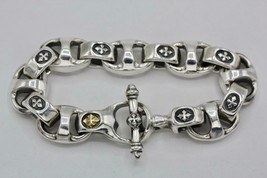 BWL Bill Wall 925 Silver Alternating Large Boat &amp; &quot;C&quot; Cross Link Toggle Bracelet - £1,807.28 GBP