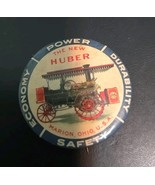 c. 1905 THE NEW HUBER Power Economy STEAM ENGINE 1.5&quot; farming pinback w/... - $97.50