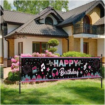 &quot;Party Groove: Jumbo 71x16&quot; Birthday Banner - Vibrant Fabric Music Backd... - $19.79