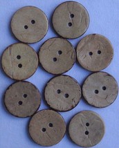 New x10 Brown Round Coconut Shell Natural 2 Hole Buttons 20mm Boho Crafts Sewing - £3.10 GBP