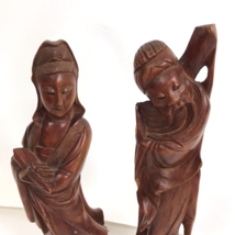 Vintage lot Wood Figure statues carved buddha kwan yin goddess - £55.37 GBP