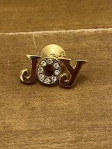 VTG Joy Rhinestone Pin Christmas Gold Tone - £7.04 GBP