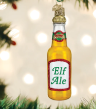 Old World Christmas glass ornament 32176 4.25” Elf Ale beer bottle - $255.69 MXN