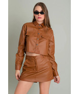 Brown Designer Shirt Casual Stylish Leather Genuine Lambskin Women Soft ... - €103,77 EUR
