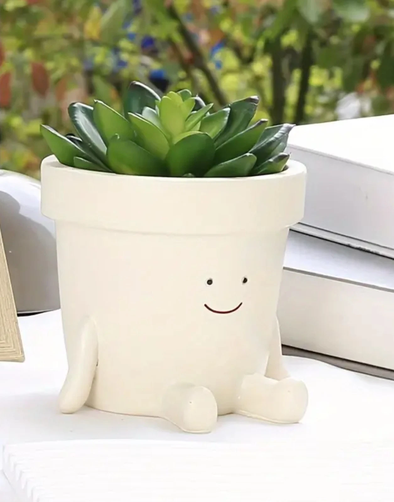 Smile Face Head Planter Flower Pot Shaped Resin Pot- from JAX, FL USA (N... - $17.07
